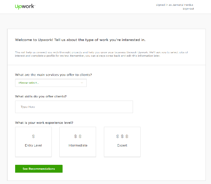 how to work on upwork