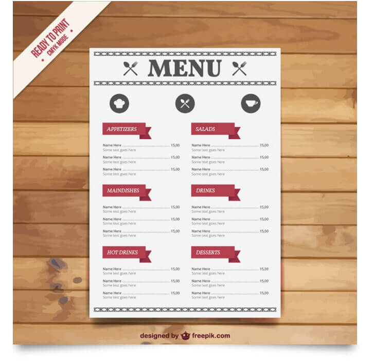 restaurant menu template free vector