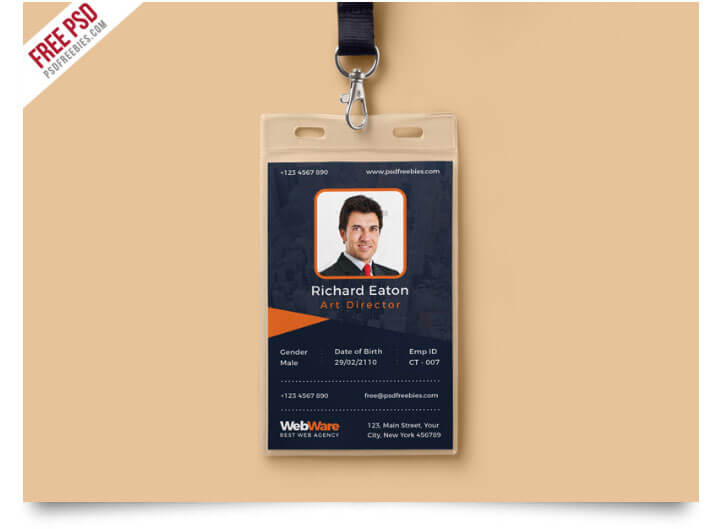 vertical company id card psd