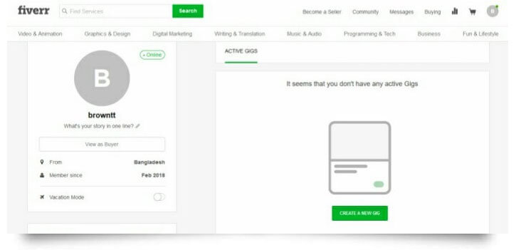 fiverr profile