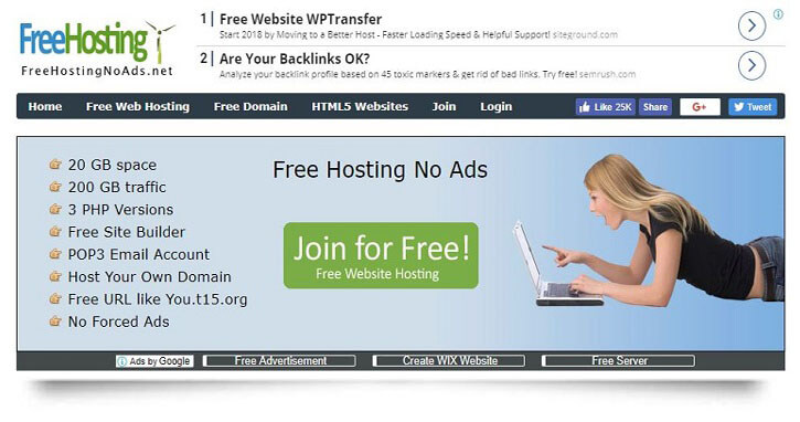 free hosting no ads