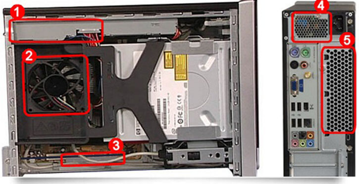 examples of fan locations on a Slimline pc
