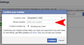 facebook number confirmation