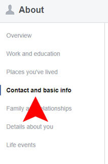 fb contact and basic info