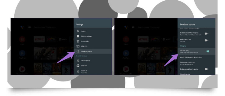 how to enable usb debuging on android tv