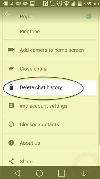 imo chat history delete