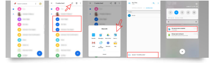 how to export google contact one by one from android app