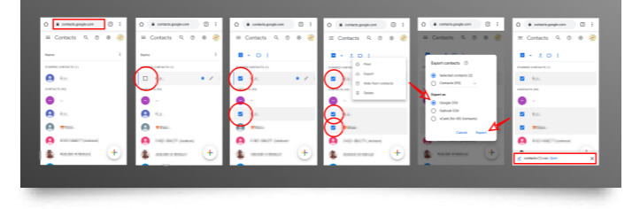 how to export google contact one by one from web app